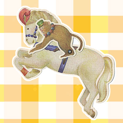 サーカスの馬＆おさるさんジョッキーのカード 2