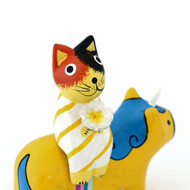 ぐでねこちゃんヘアクリップ 春×ミケ猫（黄色） ぐでねこちゃんヘア