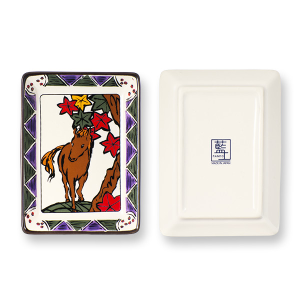 花札風 干支ミニ角小皿 午