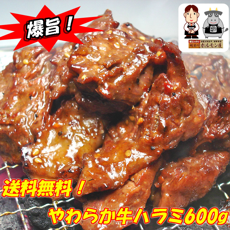 【送料無料】味付けやわらか牛ハラミ300ｇ×2パック入り