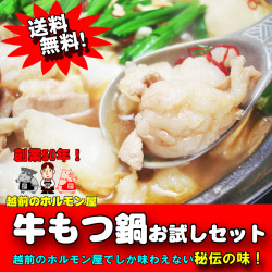 【送料無料】専門店秘伝の味！牛もつ鍋お試しセット（2～3人前）お一人様３セット限り！