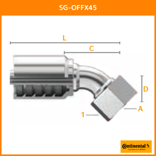 SG金具 45°エルボ ORS/ORFS メススイベル（SAE J1453）