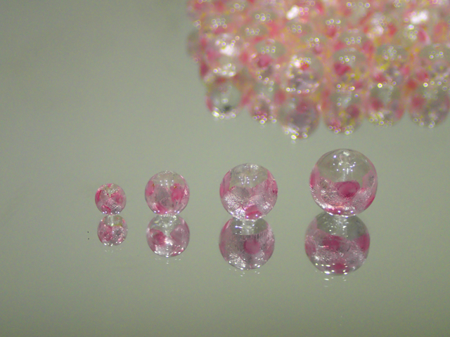 丸玉 透明・ピンク 8mm玉 最安値 1個 150円～ 夜光ホタルガラス【ネコポス便可】