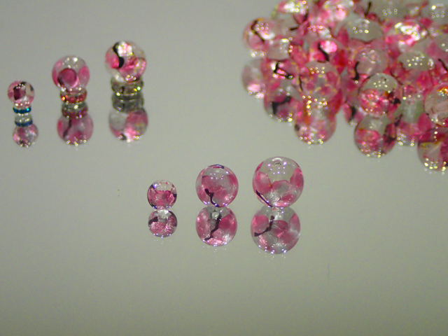 片穴丸玉 透明・さくら 10mm玉 最安値 1個 155円～ 夜光ホタルガラス【ネコポス便可】