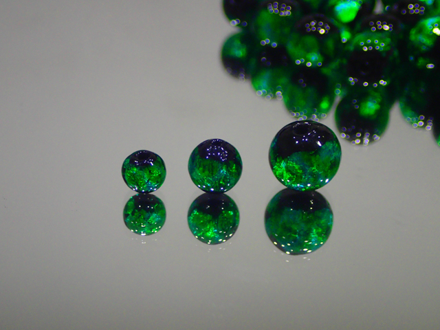 片穴丸玉 黒・モスグリーン 6mm玉 最安値 1個 155円～ 夜光ホタルガラス【ネコポス便可】