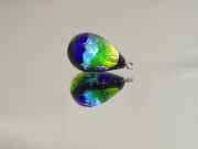 片穴しずく イエローブルー【新色】 15mm×23mm 最安値 1個 270円～ 夜光ホタルガラス【ネコポス便可】