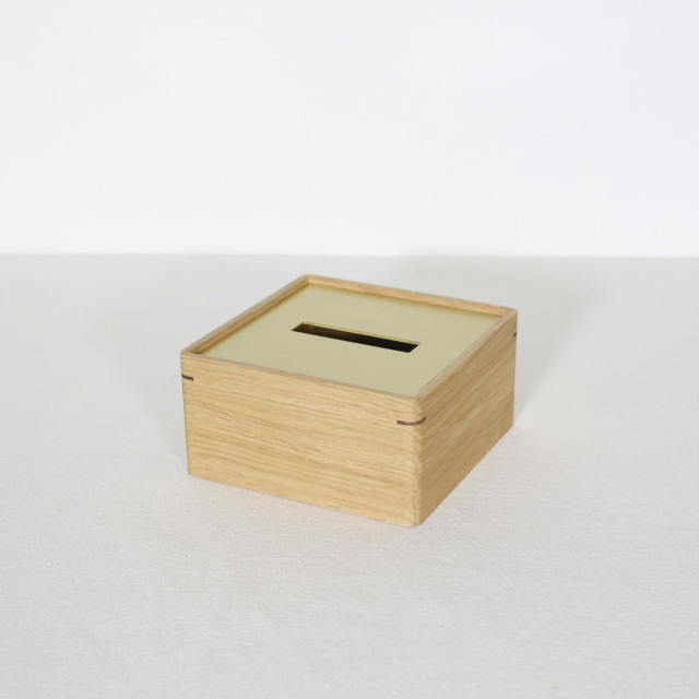 真鍮蓋の角Rティッシュボックス ハーフサイズ 国産オリジナルデザイン
