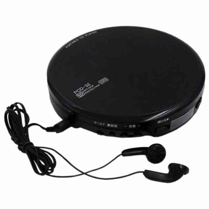 ポータブルCDプレーヤー 音飛び防止 重低音 コンパクト 通勤 通学 旅行 ブラック WINTECH PCD-32