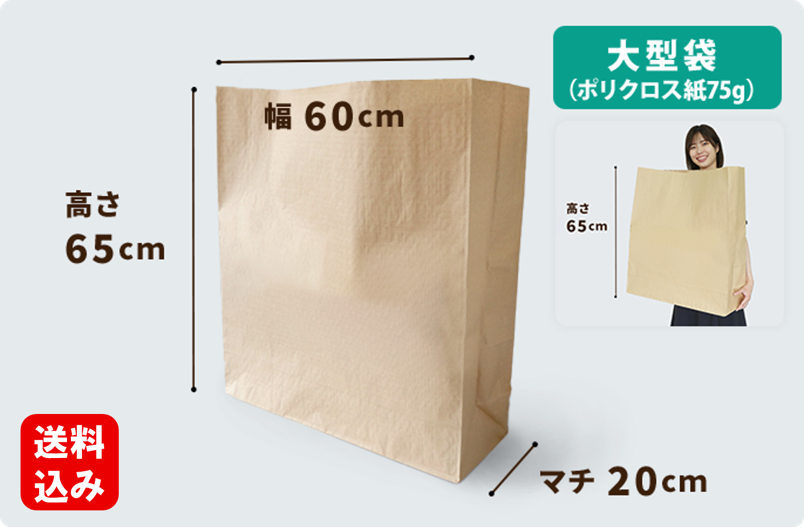 大型袋(ポリクロス紙75g)600×200×650mm　100枚