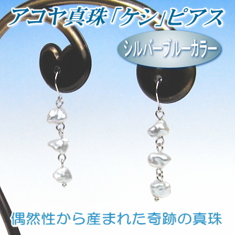 アコヤ真珠「ケシ」ピアス（シルバーブルーカラー／7.0～6.0ミリ）