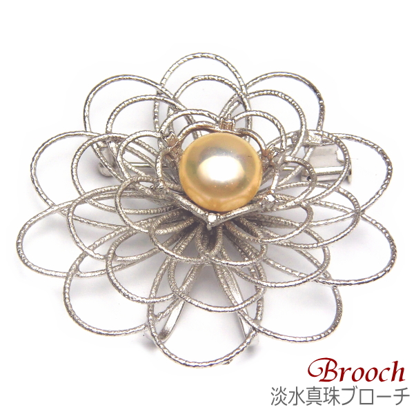 淡水真珠 ブローチ ゴールドカラー
