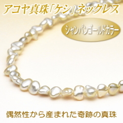 シャンパンゴールドカラーのアコヤ真珠「ケシ」ネックレス（6.0～5.0ミリ）