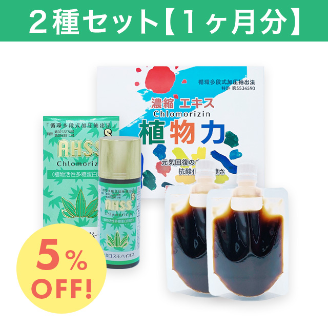 「クマ笹シリーズ」２種セット（１ヶ月分）＜濃縮エキス植物力＆AHSS（液状）＞