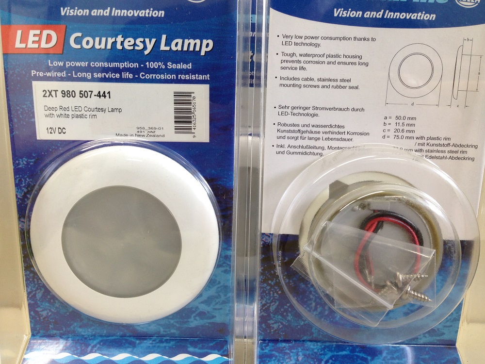 【個数限定大特価】HELLA　DEEPレッドLED　12v　ホワイトプラスチックリム　3個Set