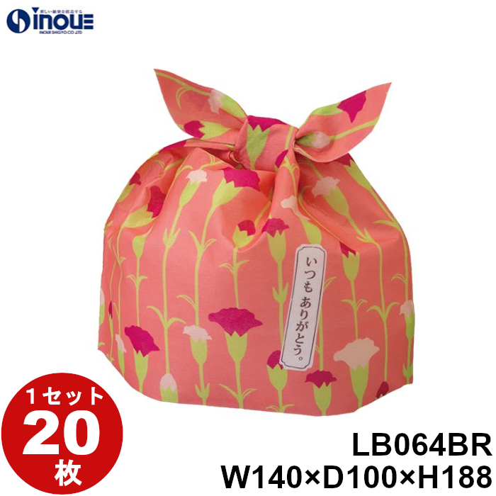 不織布 ラッピング袋 タイパック M 母の日ジャポネ柄 ピンク LB064BR 20枚 内寸:140W×100D×173H 外寸:140W×100D×188H