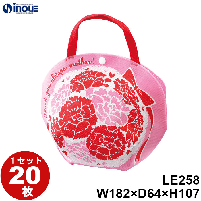 不織布 ラッピング袋 バルーン カーネーション LE258 20枚 内寸:182W×64D×107H 外寸:210W×64D×163H