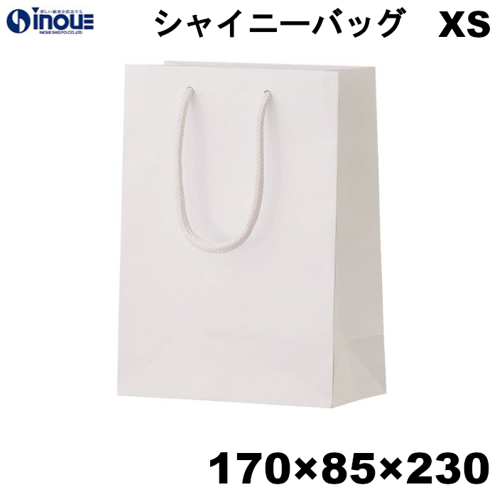 紙袋 高級 手提げ 白 無地 光沢 A5サイズ シャイニーバッグ ホワイト XS 170W×85D×230H 10枚 100枚