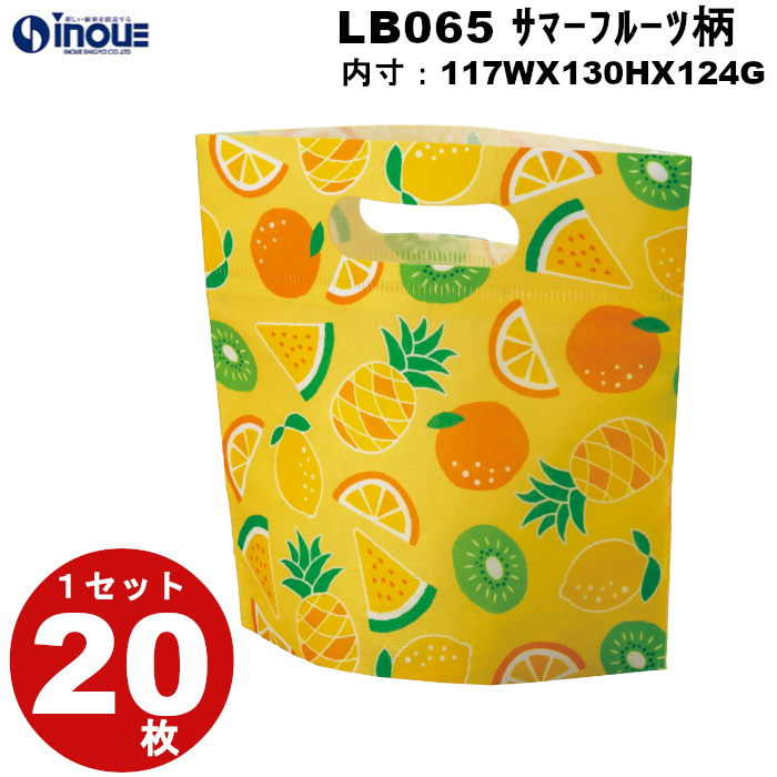 不織布 ラッピング袋 小判抜きバッグ ミニ サマーフルール柄 LB065 20枚 内寸:110W×80D×140H 外寸:110W×80D×190H