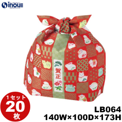 不織布 ラッピング袋 タイパック M 干支柄 LB064DF 20枚 内寸:140W×100D×173H 外寸:140W×100D×188H