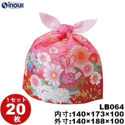 不織布 ラッピング袋 タイパック M 吉祥柄 LB064 20枚 内寸:140W×100D×173H 外寸:140W×100D×188H