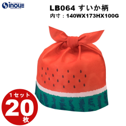 不織布 ラッピング袋 タイパック M すいか柄 LB064 20枚 内寸:140W×100D×173H 外寸:140W×100D×188H