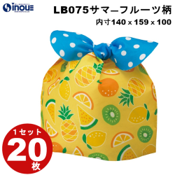 不織布 ラッピング袋 タイパック フタバ M サマーフルーツ柄 LB075 20枚 内寸:140W×100D×159H 外寸:140W×100D×174H