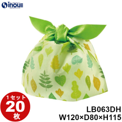 不織布 ラッピング袋 タイパック S わかば柄 LB063DH 20枚 内寸:120W×80D×115H 外寸:120W×80D×130H