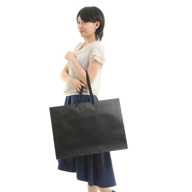 紙袋 高級 手提げ マット・ブラック Y-55 550W×130D×400H｜紙袋の専門店