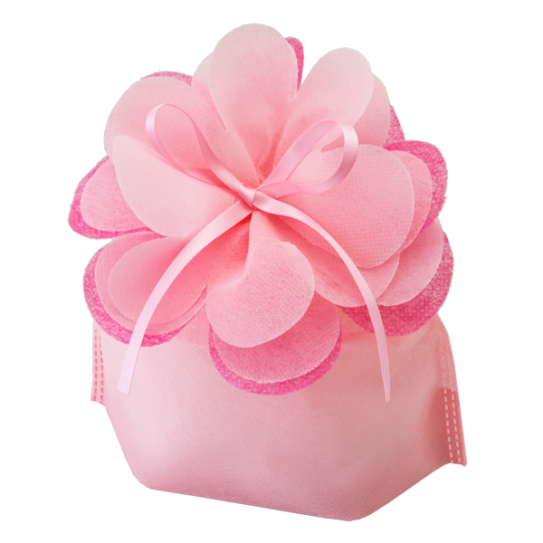 不織布 ラッピング袋 リボン LP071 大 ブルーミング巾着 内寸:120W×80D