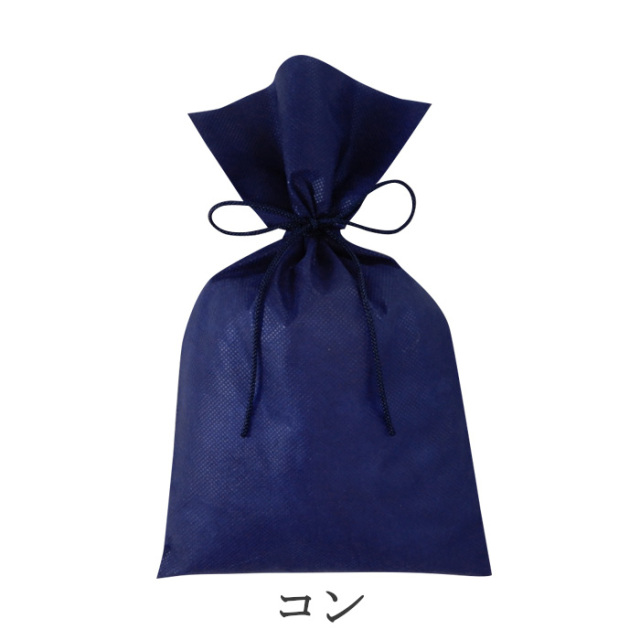 不織布 ラッピング袋 リボン 巾着 LS174 江戸打紐 内寸:170W×195H