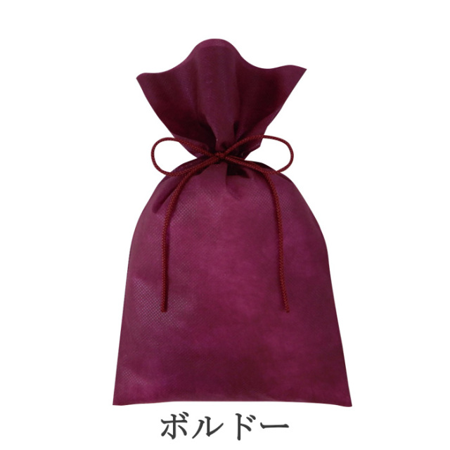 不織布 ラッピング袋 リボン 巾着 LS174 江戸打紐 内寸:170W