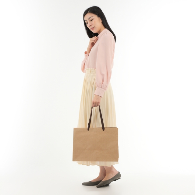 紙袋 高級 マチ広 茶 KW-400 400W×220D×300H｜紙袋の専門店