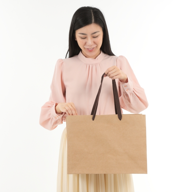 紙袋 高級 マチ広 茶 KW-400 400W×220D×300H｜紙袋の専門店