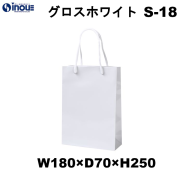 紙袋 高級 手提げ 白 無地 光沢 コート紙 A5サイズ グロスホワイト S-18 180W×70D×250H 1セット10枚 50枚 300枚