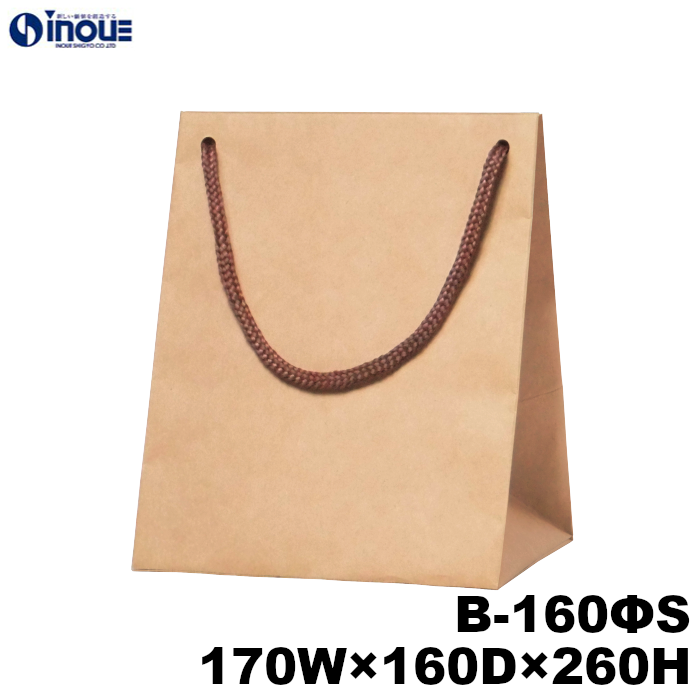 ワインバッグ 紙袋 ボトル 手提げ 茶 クラフトS 未晒 無地 B-160ΦS 170W×160D×260H 25枚 100枚 600枚