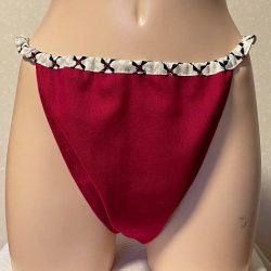 【和癒ぱんつ（ふんどしパンツ）】肌癒ダブルガーゼ（赤紫）×風車（アイボリー）『メール便可』