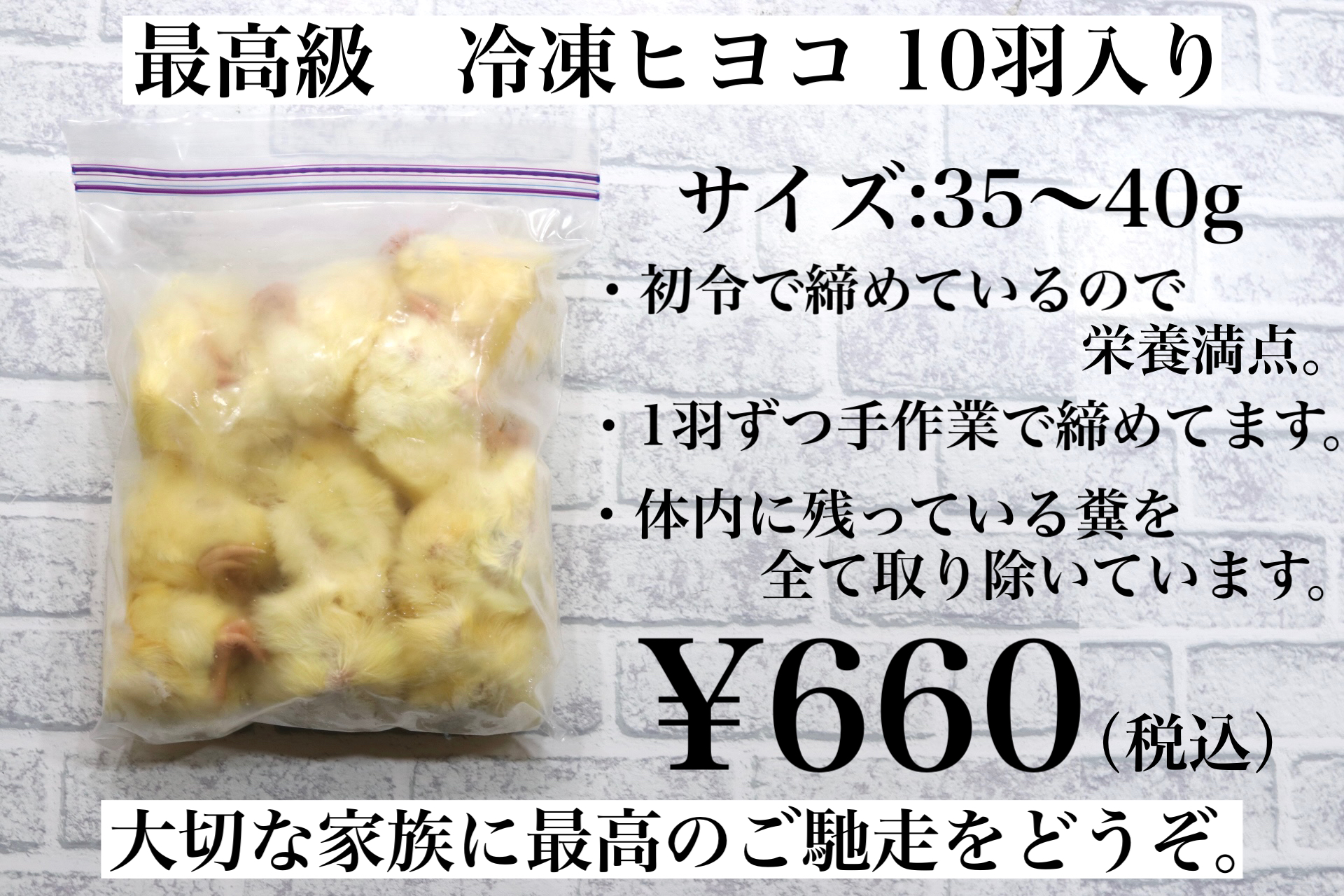 冷凍ひよこ 300匹