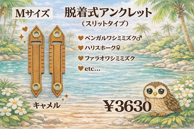 日本製/ヌメ革　脱着式 アンクレット　Ｍサイズ