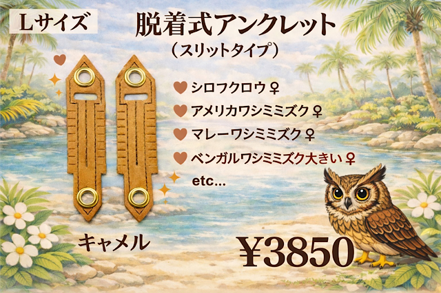 日本製/ヌメ革　脱着式 アンクレット Ｌサイズ