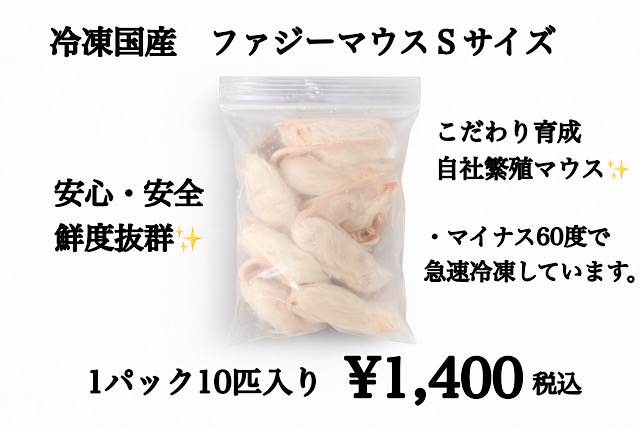 鮮度最高級　冷凍国産　ファジーマウスＳサイズ　10匹入り