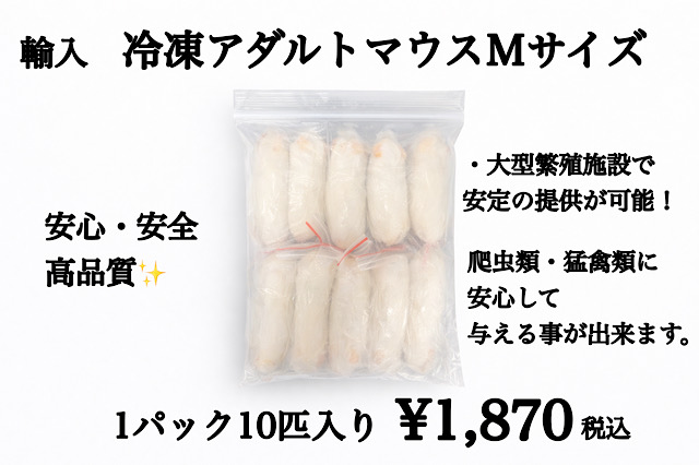 冷凍　個別袋　アダルトマウスＭサイズ　10匹入り