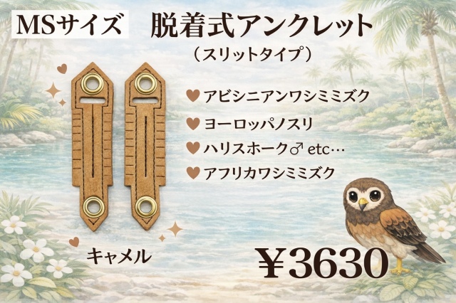 日本製/ヌメ革　脱着式 アンクレット　MSサイズ