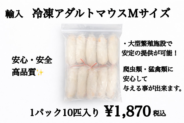 冷凍　個別袋　アダルトマウスＭサイズ　10匹入り