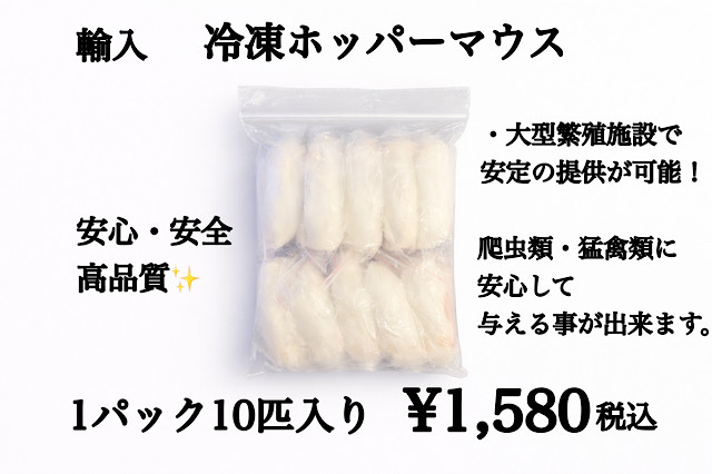 冷凍　個別袋　ホッパーマウス　10匹入り　1匹約15g~約18g
