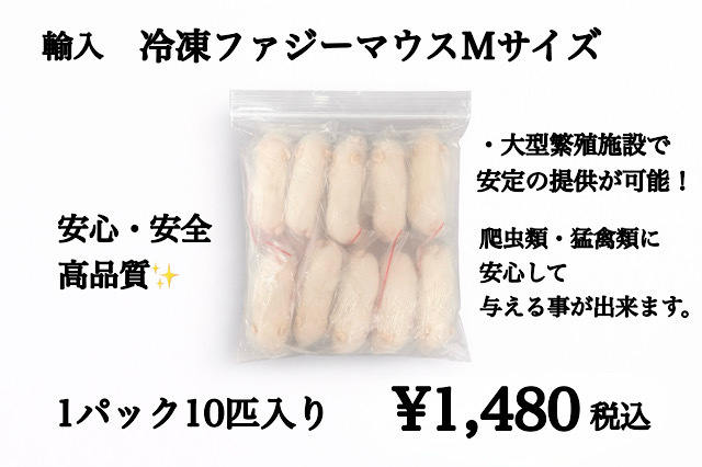 冷凍　個別袋　ファジーマウスＭサイズ　10匹入り　