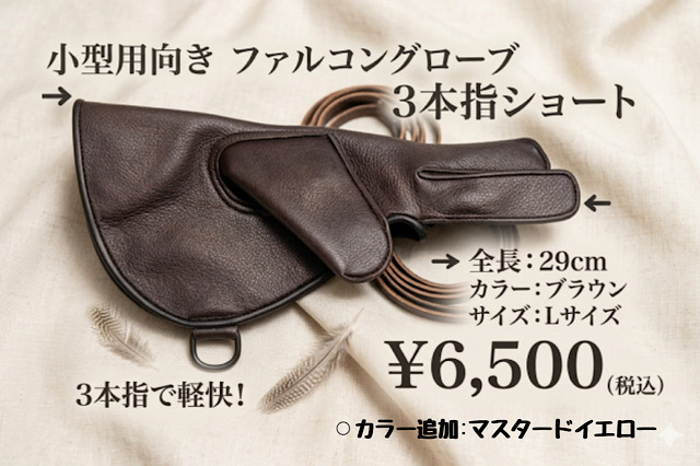 ファルコングローブ　ショート　3本指　小型猛禽用