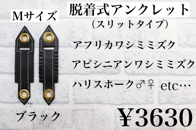 猛禽用品☆簡易アンクレット  各サイズ  在庫カラー確認用 脱着式アンクレット『クリオネ』SS～Lサイズまで(ナチュラル
