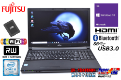 中古ノートパソコン 富士通 LIFEBOOK A576/PW Core i5 6300U メモリ8G SSD250G WiFi(ac) マルチ Bluetooth Windows10