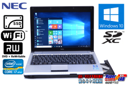 SSD 良品 中古ノートパソコン NEC VK17H/BB-E Core i7 2637M (1.70GHz) WiFi メモリ4G Windows10 マルチ 12.1型ワイド モバイルPC