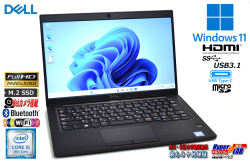 13.3型 フルHD Windows11 DELL Latitude 7390 第8世代 Core i5 8250U メモリ8G M.2SSD256G Webカメラ USBType-C Wi-Fi NFC